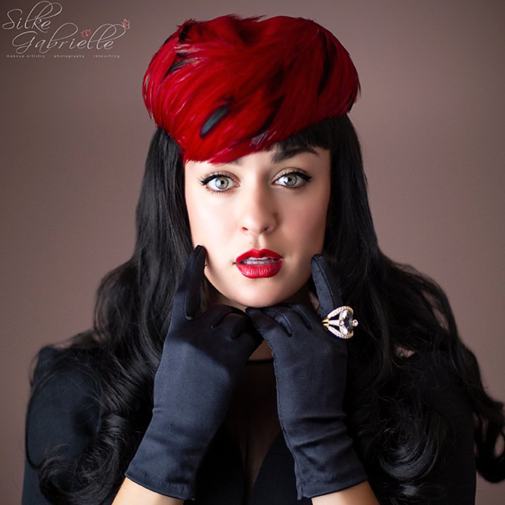 Modern Miss Vintage Velvet & Feather Hat